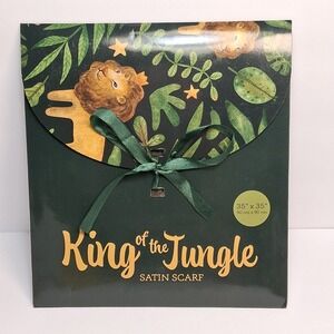 Triple T Studios King of the Jungle Satin Scarf 35x35 Lion Novelty Gift NIP